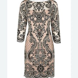 Aidan Mattox illusion sequin overlay boatneck dress size 2